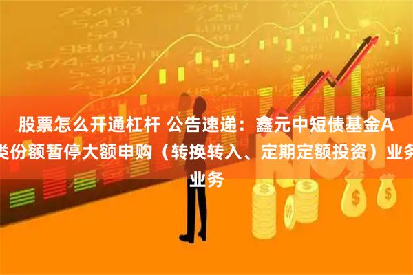 股票怎么开通杠杆 公告速递：鑫元中短债基金A类份额暂停大额申购（转换转入、定期定额投资）业务