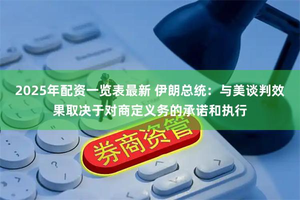 2025年配资一览表最新 伊朗总统：与美谈判效果取决于对商定义务的承诺和执行